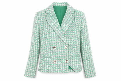 Primark Women’s Green Tweed Blazer Jacket Size 10 Check Lined