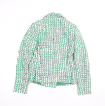 Primark Women’s Green Tweed Blazer Jacket Size 10 Check Lined