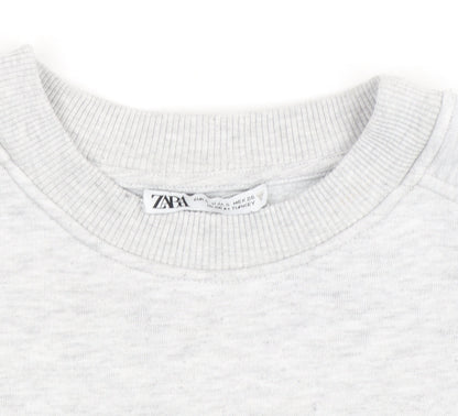Zara Women Grey Crew Neck Pullover Sweatshirt Size L
