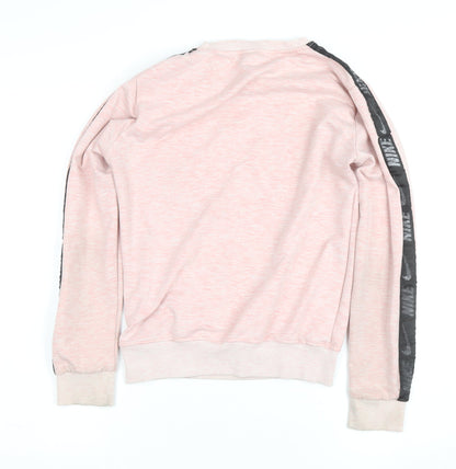 Nike Girls Pink Crew Neck Sweatshirt L Long Sleeve Pullover Logo Design