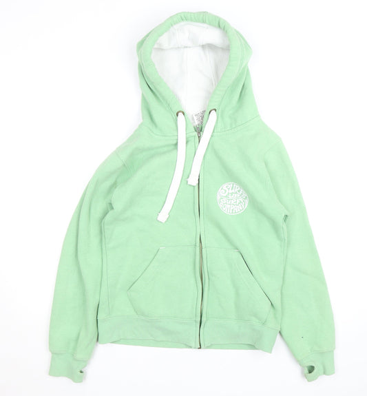 Cotton Ridge Boys Green Hooded Zip Jacket XS 13-14 Years Surf Company Print
