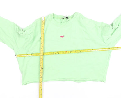 Topshop Petite Green Cotton Crew Neck Long Sleeve Pullover Jumper Size 6