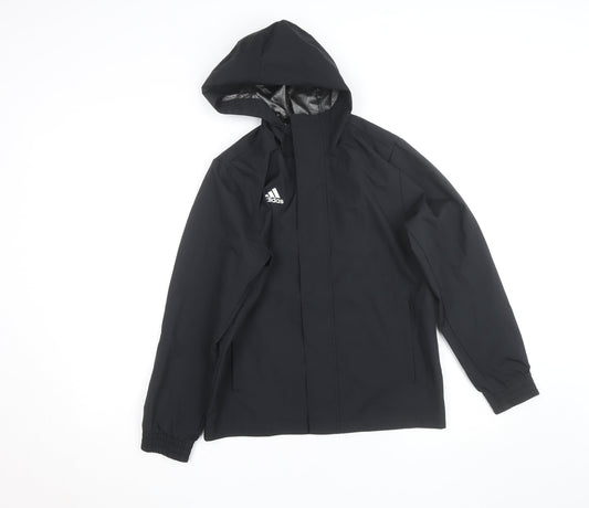 Adidas Teens Black Waterproof Hooded Rain Jacket Size S