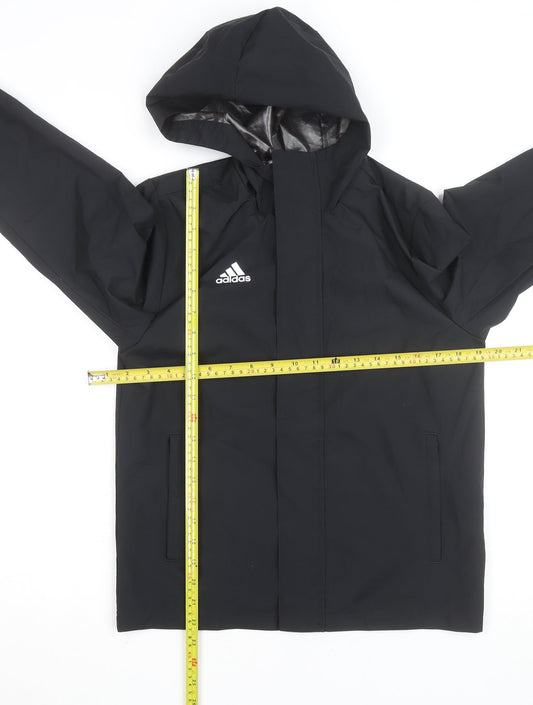 Adidas Teens Black Waterproof Hooded Rain Jacket Size S