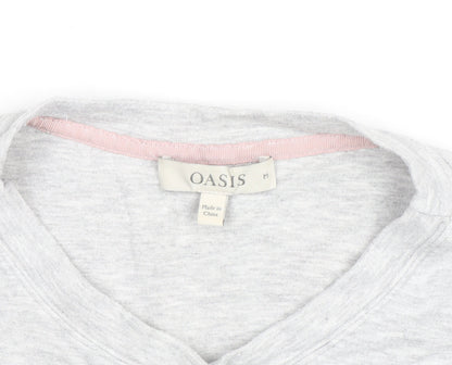 Oasis Unisex Grey Embroidered Sequin C'Est Bon V-Neck Sweatshirt M