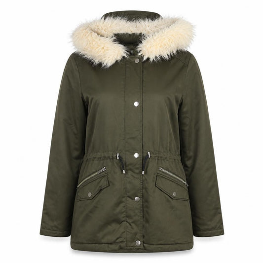 Dorothy Perkins Women’s Green Faux Fur Trim Hooded Parka Coat Size 14