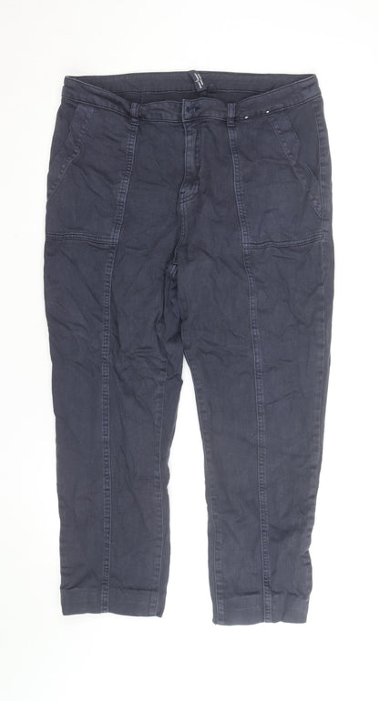 Seasalt Cornwall Women Blue Cropped Trousers Size 16 Organic Cotton