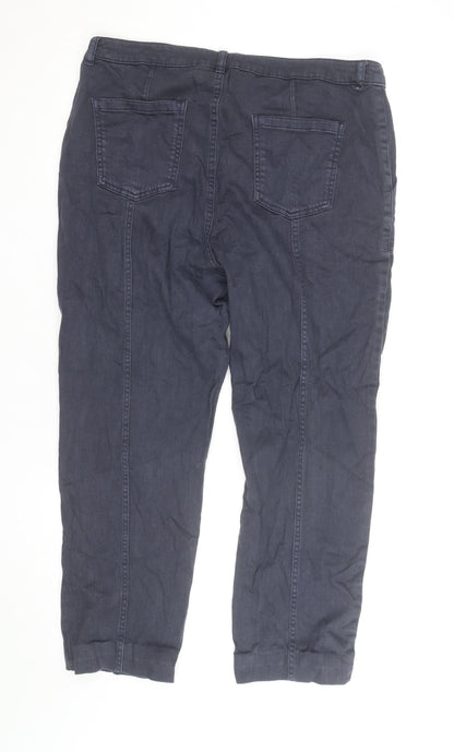 Seasalt Cornwall Women Blue Cropped Trousers Size 16 Organic Cotton