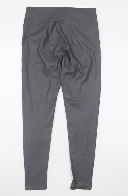 Verso Womens Grey High Waist Faux Leather Leggings M/L Stretch Fit