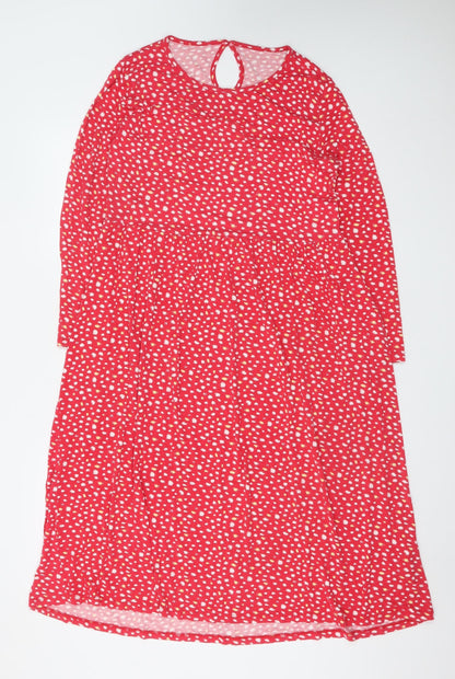 Wednesday's Girl Women Red Polka Dot Midi A-Line Dress L