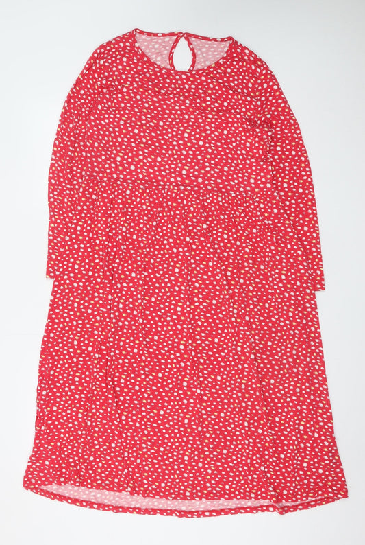 Wednesday's Girl Women Red Polka Dot Midi A-Line Dress L