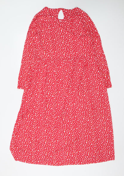 Wednesday's Girl Women Red Polka Dot Midi A-Line Dress L