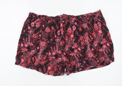 Dunnes Women Pink Black Snakeskin Print Relaxed Shorts Size L