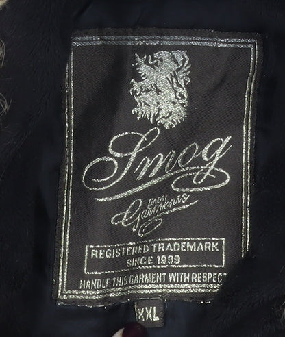 Smog Men’s Black 2XL Hooded Puffer Jacket with Faux Fur Trim
