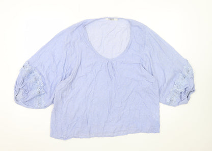 Sweewë Paris Womens Blue Polka Dot Cotton Boho Blouse S