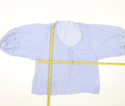 Sweewë Paris Womens Blue Polka Dot Cotton Boho Blouse S