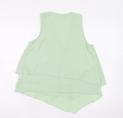 H&M Women Green Chiffon Sleeveless Camisole Tank Top Size 10