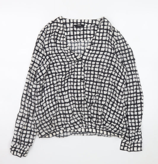 Next Women’s Black Checked Viscose Long Sleeve Blouse Size 12