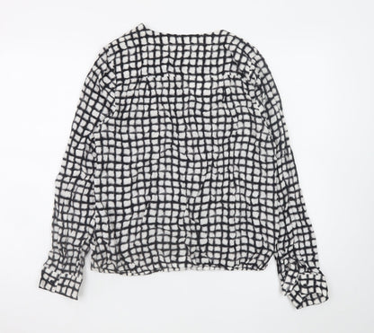 Next Women’s Black Checked Viscose Long Sleeve Blouse Size 12