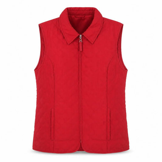 Clodagh Callaghan Women's Red Quilted Zip Waistcoat Size 18