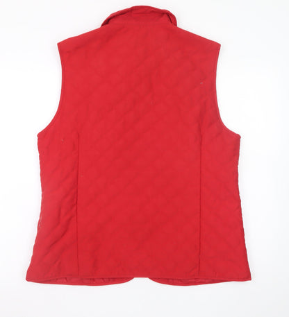 Clodagh Callaghan Women's Red Quilted Zip Waistcoat Size 18