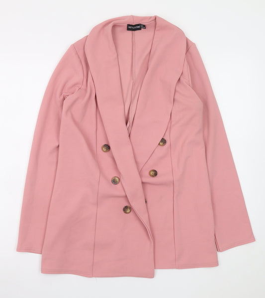 PrettyLittleThing Women’s Pink Double-Breasted Shawl Collar Blazer UK 8