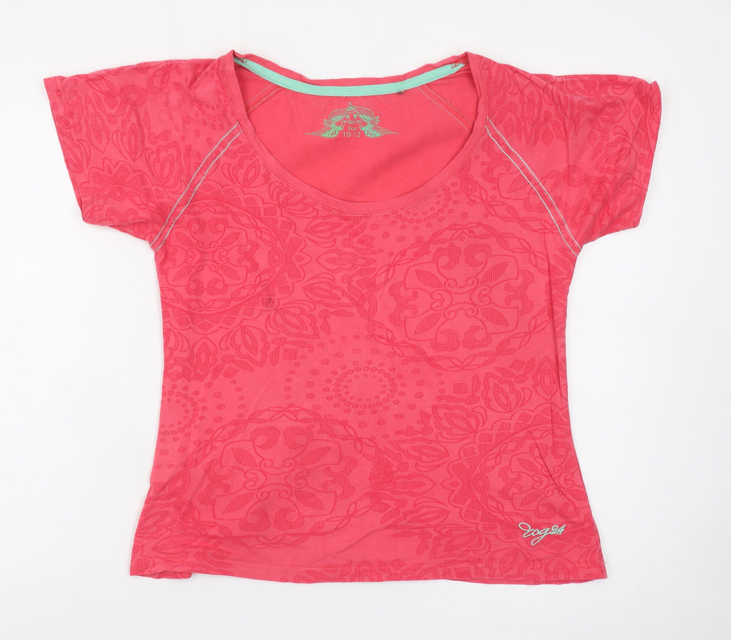 TOG24 Women's Pink Floral Short Sleeve Cotton T-Shirt UK 10-12