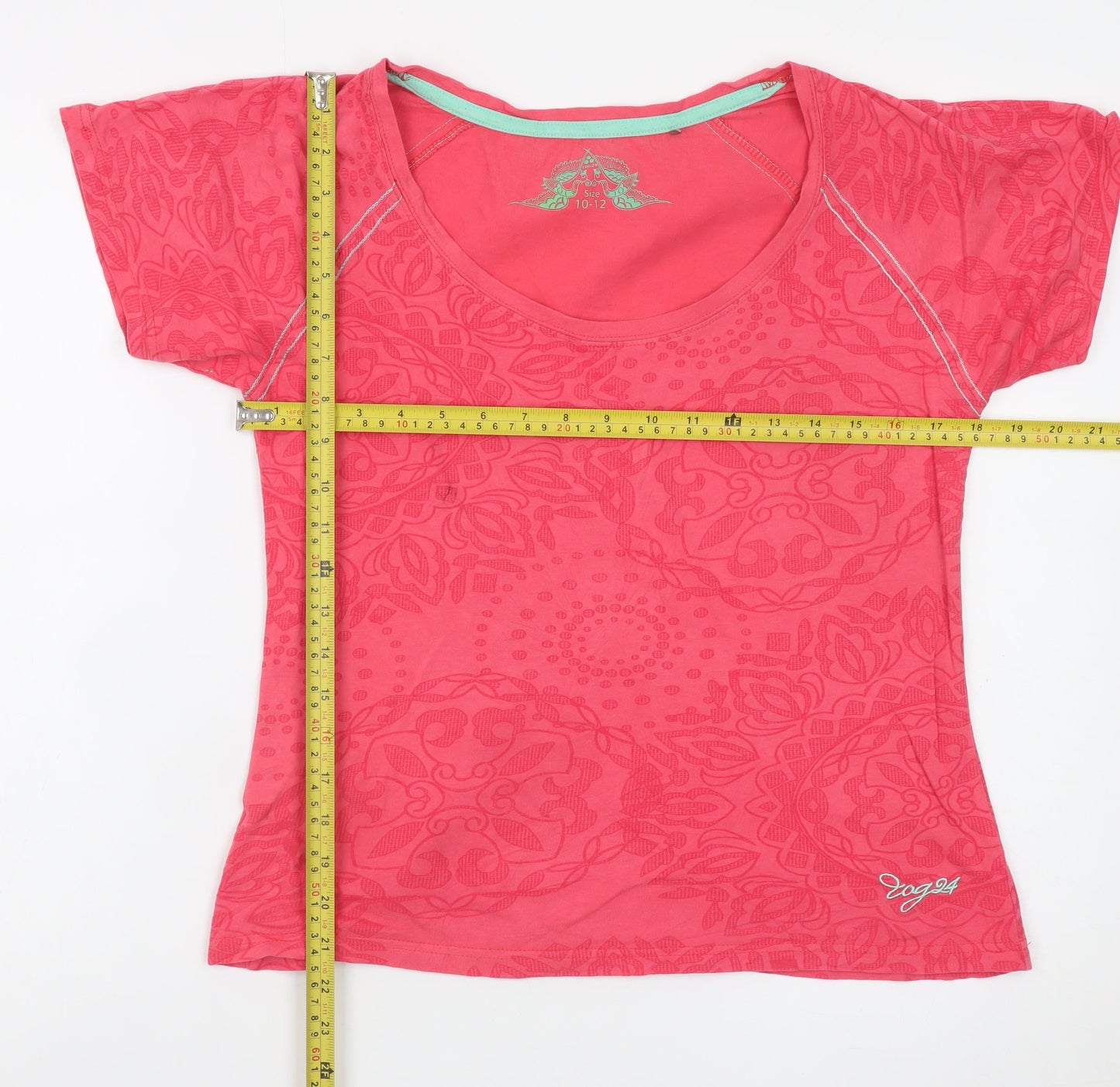 TOG24 Women's Pink Floral Short Sleeve Cotton T-Shirt UK 10-12