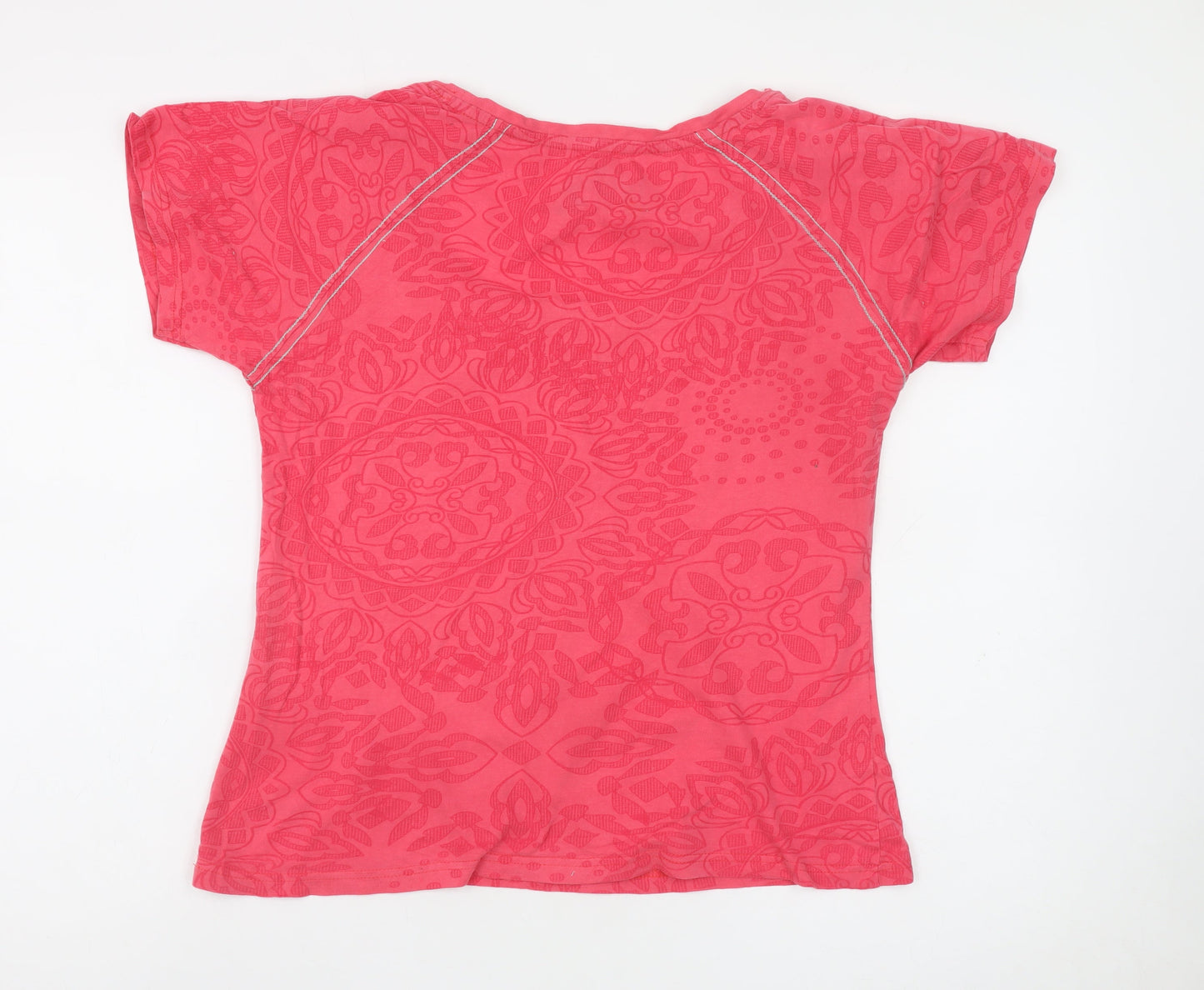 TOG24 Women's Pink Floral Short Sleeve Cotton T-Shirt UK 10-12