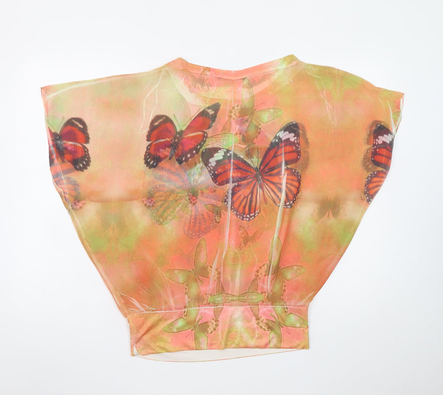QED London Women’s Multicoloured Butterfly Sheer Tunic Blouse Size M