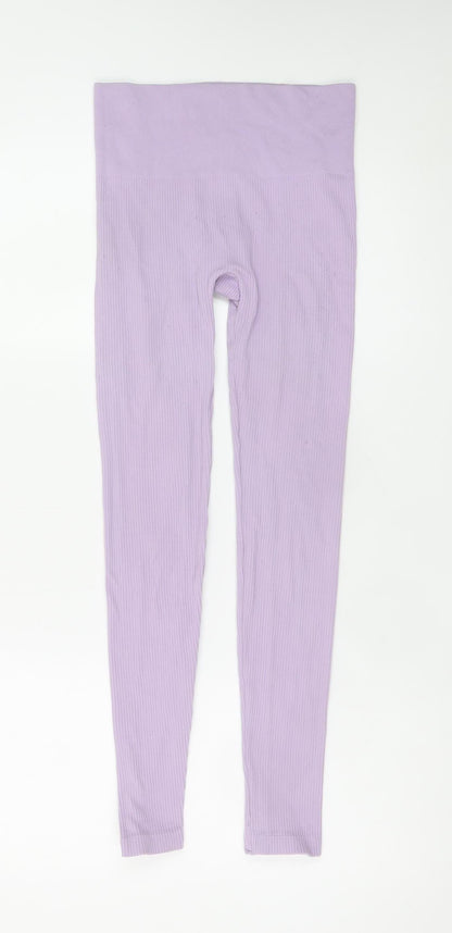 Stradivarius Women Purple Seamless High Rise Leggings Size S