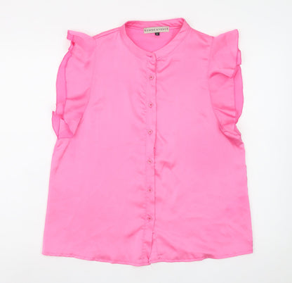 Rowen Avenue Women’s Pink Ruffle Sleeveless Blouse Size S