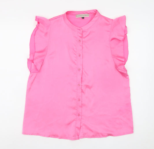 Rowen Avenue Women’s Pink Ruffle Sleeveless Blouse Size S