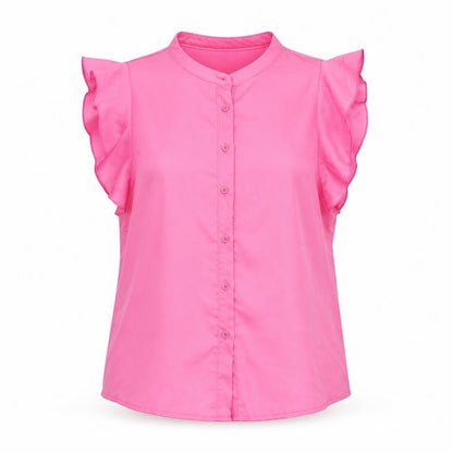 Rowen Avenue Women’s Pink Ruffle Sleeveless Blouse Size S