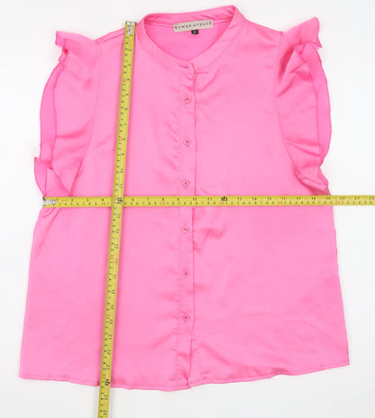 Rowen Avenue Women’s Pink Ruffle Sleeveless Blouse Size S