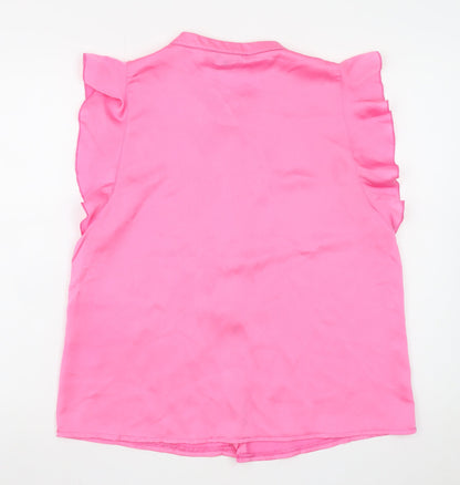 Rowen Avenue Women’s Pink Ruffle Sleeveless Blouse Size S