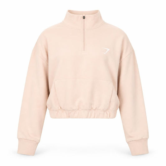 Gymshark Women’s Beige XS 1/4 Zip Cropped Sweatshirt
