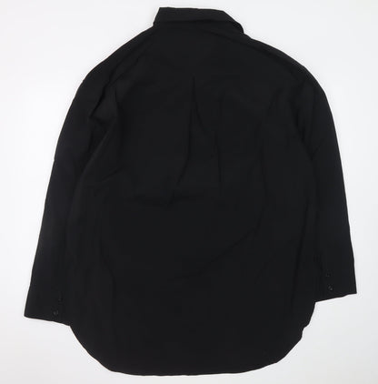 FILA Men's Black Long Sleeve Nylon Button-Up Shirt Size 20
