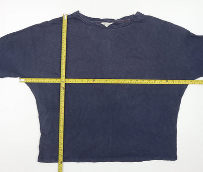 White Stuff Women Blue Striped Jersey Cotton 3/4 Sleeve T-Shirt UK 16