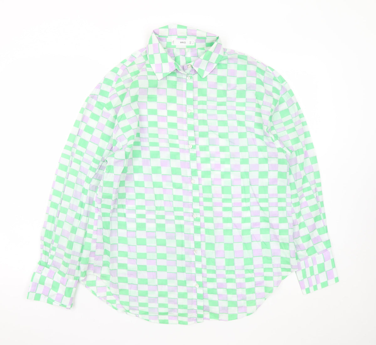 Mango Women's Multicoloured Check Cotton Button-Up Shirt Size S