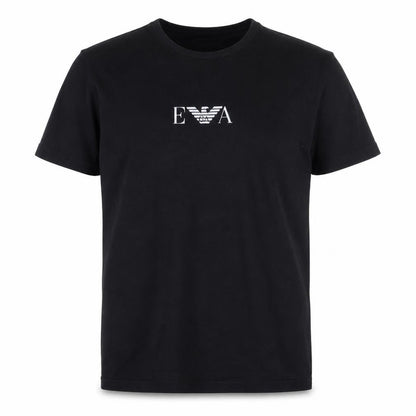 Emporio Armani Men Black L Crew Neck Cotton T-Shirt Logo Jersey