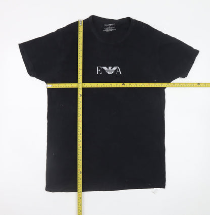 Emporio Armani Men Black L Crew Neck Cotton T-Shirt Logo Jersey
