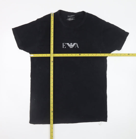Emporio Armani Men Black L Crew Neck Cotton T-Shirt Logo Jersey