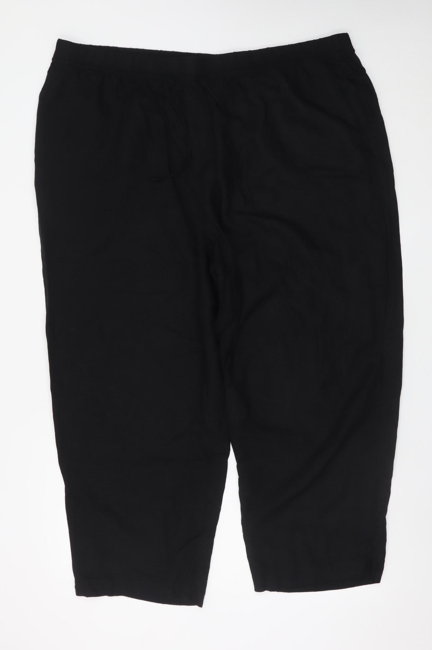 H&M Women Black Linen Blend Cropped Trousers XXL