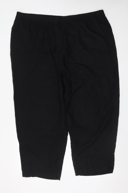 H&M Women Black Linen Blend Cropped Trousers XXL