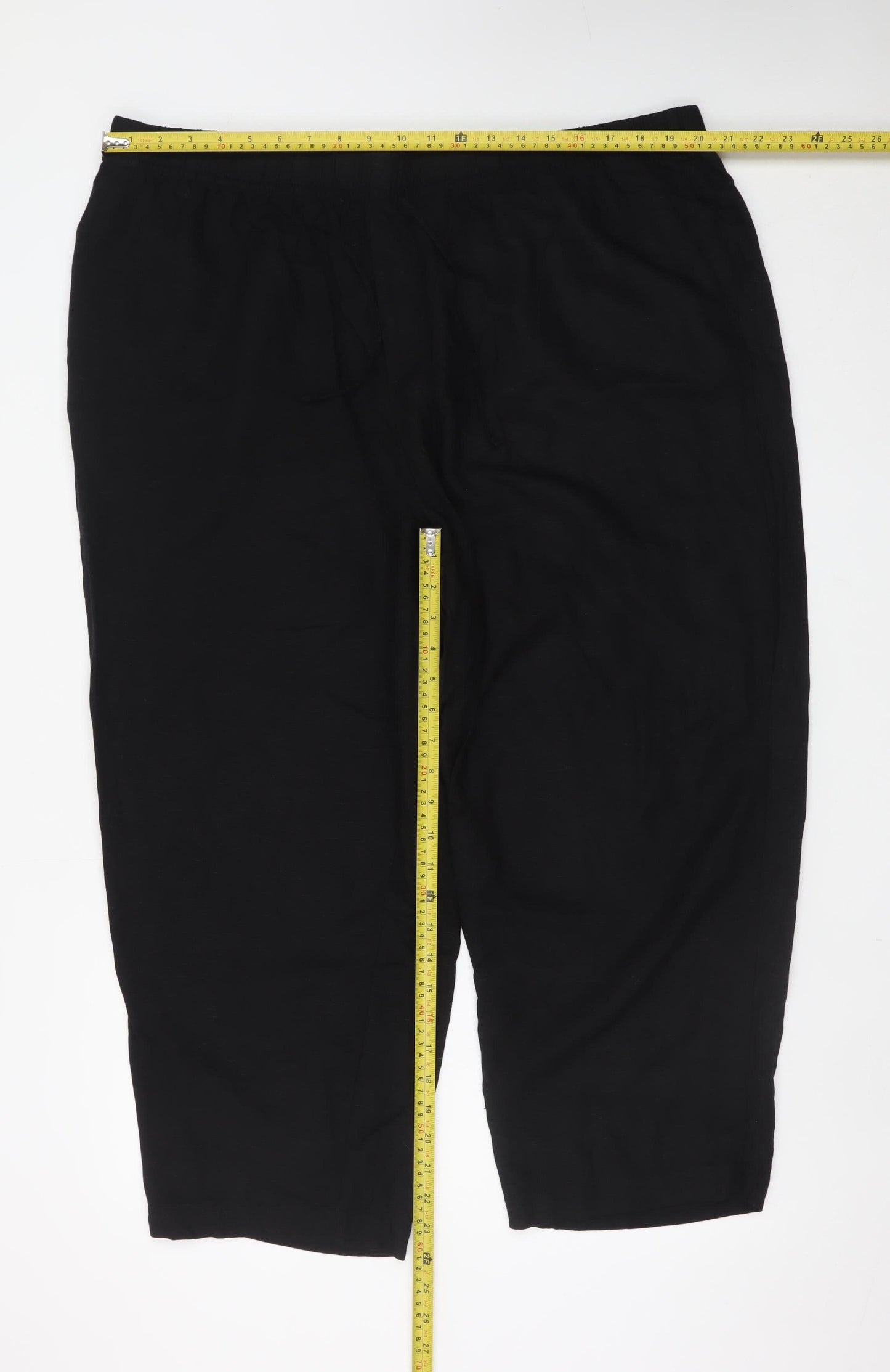 H&M Women Black Linen Blend Cropped Trousers XXL