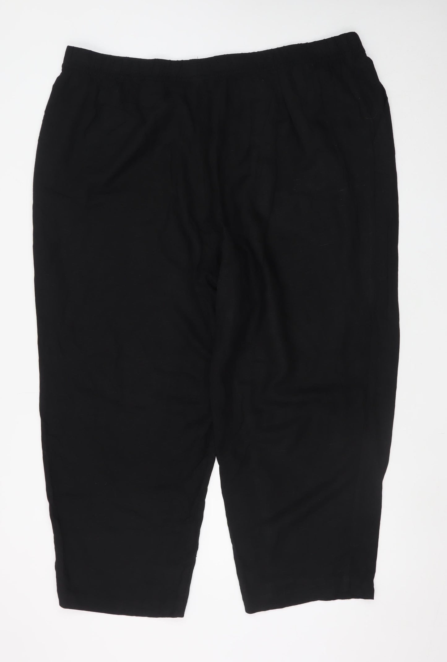 H&M Women Black Linen Blend Cropped Trousers XXL