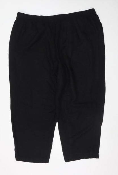 H&M Women Black Linen Blend Cropped Trousers XXL