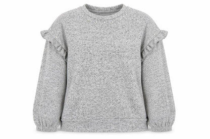 Wallis Women’s Grey Beaded Ruffle Knit Blouse Size S