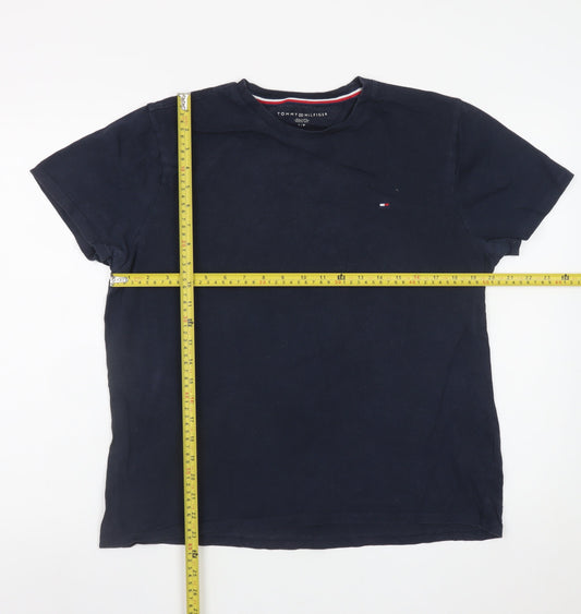 Tommy Hilfiger Men's Navy Blue Crew Neck Cotton T-Shirt Size S
